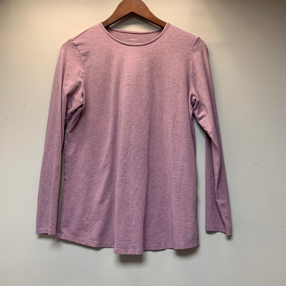 Pure Jill Shirttail Tee Womens Small Purple Excellent Pima Cotton Stretch Top